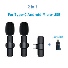 Load image into Gallery viewer, New Wireless Lavalier Microphone Portable Audio Video Recording Mini Microphone for iPhone Android PC Camera Live Gaming Phone