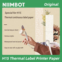 Load image into Gallery viewer, Niimbot H1S Label Printer Paper Continuous Printing Thermal Stickers 15mm * 7.5M Waterproof Anti-Oil Scratch-Resistant Sticker