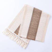 Load image into Gallery viewer, Nordic Woven Hollow Table Runner Handmade Cotton Linen Tablecloth Household Hotel Decorations Table Cover TV Cabinet Table Flag