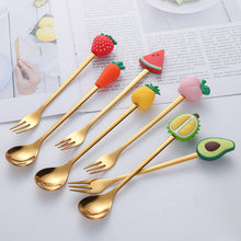 Load image into Gallery viewer, Fruit Fork Cute Children's Tableware Watermelon Spoon Doll Cake Dessert Fork Stainless Steel Coffee Spoon