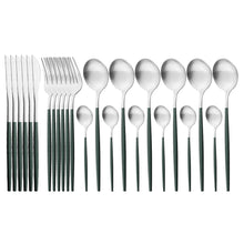Load image into Gallery viewer, Matte Portugal Stainless Steel Knife, Fork and Spoon Western Food/Steak Knife and Fork Dessert Spoon Fork Tableware