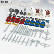 Load image into Gallery viewer, 1601-J Medieval Knight Soldier Weapon Kits Accessories Components Children Assembling Building Blocks Toy