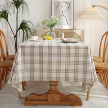 Load image into Gallery viewer, Khaki Plaid Tablecloth Yarn-Dyed Imitation Cotton Linen Tablecloth American-Style Village Style Large Size Household Table Cloth