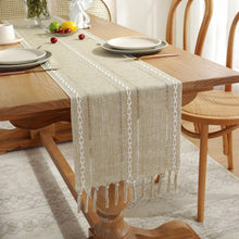 Load image into Gallery viewer, Hand-Woven Table Runner Hollow Tassel Table Flag American Style Country Style Meal Solid Color Tablecloth Table Towel