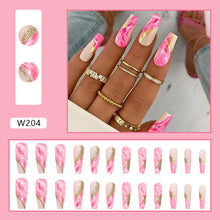 Load image into Gallery viewer, Long Ballet Nail Blooming Color Stitching Flash Gold Powder Foreign Trade Nail Tip One Second Wearable Manicure