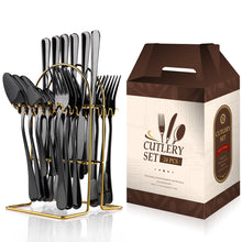 Load image into Gallery viewer, Stainless Steel Tableware 24-Piece Set 1010 Western Food 4 Main Pieces Tableware Stand Gift Set Products