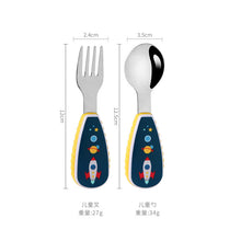 Load image into Gallery viewer, Stainless Steel Children's Small Spoon Cartoon Pattern Baby Feeding Spoon Fork Portable
