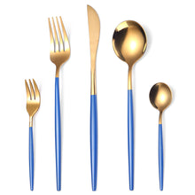 Load image into Gallery viewer, Portugal Gold Stainless Steel Tableware Five-Piece Set Tableware Set Knife, Fork and Spoon