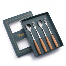 Load image into Gallery viewer, Q Tableware Set Creative Spoon Four-Piece Set round Spoon Stirring Spoon Gift Packing Ice Spoon