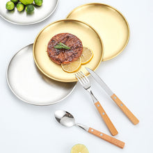 Load image into Gallery viewer, Outdoor Camping Double Western Dinner Set Stainless Steel Wooden Handle Knife, Fork and Spoon Steak Tong Bottle Opener