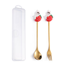 Load image into Gallery viewer, Q Christmas Dessert Spork Set Cute Doll Dessert Spoon Cartoon Tableware Fruit Fork Portable Coffee Spoon