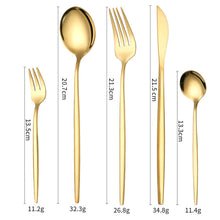 Load image into Gallery viewer, Stainless Steel Knife and Forks 30-Piece Set Portuguese Tableware Meal Golden Steak Knife, Fork and Spoon Gift Box Set