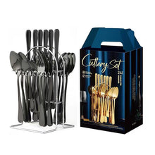 Load image into Gallery viewer, Stainless Steel 24-Piece Set Western Dinner Set Gift Box Steak Knife and Fork Spoon