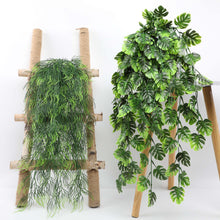 Load image into Gallery viewer, 5PCs Simulation Wall Hanging Green Plant KIC Leaf Monstera Green Rattan Wall Hanging Plant