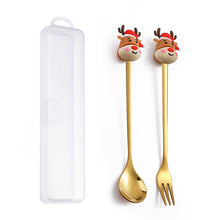 Load image into Gallery viewer, Q Christmas Dessert Spork Set Cute Doll Dessert Spoon Cartoon Tableware Fruit Fork Portable Coffee Spoon