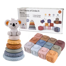 Load image into Gallery viewer, Infant Puzzle Building Blocks Cognitive Relief Square Soft Building Blocks Jenga Vinyl Building Blocks of Flexible Glue Toys
