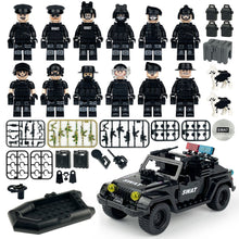 Load image into Gallery viewer, Building Blocks Toy SWAT Doll Toy Suit Black Jeep Mini Rubber Raft