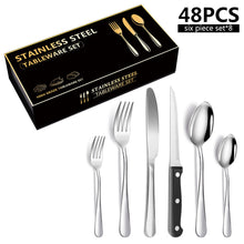 Load image into Gallery viewer, Stainless Steel Tableware 6 Components Steak Knife and Fork Spoon 8 People 48 Pieces Set Gift Set