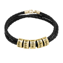 Load image into Gallery viewer, Woven Beads Bracelet Men's Diy Custom Letter Name Leather Rope Bracelet Father's Day