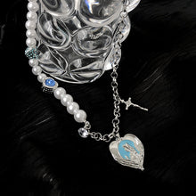 Load image into Gallery viewer, Love Pearl Stitching Gem Cross Clavicle Chain Female Fashion Ornament Necklace