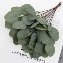 Load image into Gallery viewer, 12PCs Simulation Plant Raw Silk Eucalyptus Leaves DIY Christmas Decoration Home Flower Artificial Flowers