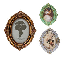 Load image into Gallery viewer, European-Style Carved Resin Photo Frame Oval Retro Distressed Photo Frame and Picture Frame Wall Mounted Bronze Photo Frame