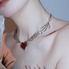 Load image into Gallery viewer, Personalized Punk Dark Red Love Pendant Necklace Exaggerating Collarbone Necklace Ghost Claw Women's Dark Style Necklace