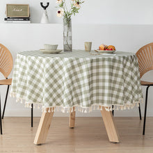 Load image into Gallery viewer, Round Linen Tablecloth TPU Waterproof and Oil-Proof Fabric Hotel Household round Table Dining Table Cloth Tablecloth