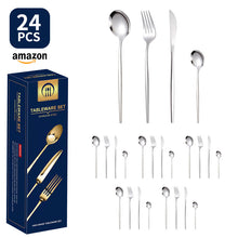 Load image into Gallery viewer, Product Stainless Steel Tableware 20-Piece Set Gold Plated Portugal Knife, Fork and Spoon