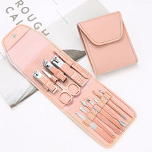 Load image into Gallery viewer, Rose Golden Scissors Nail Clippers Suit Tri-Fold Bag 16-Piece Pedicure Manicure Implement Ladies