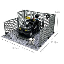 Load image into Gallery viewer, MOC Small Particle Building Blocks Garage Car Parking Place Meshes of Fence Military Wheels