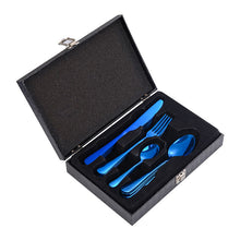 Load image into Gallery viewer, Stainless Steel Tableware Four Components Gift Set Wooden Box Gift Box Knife, Fork and Spoon