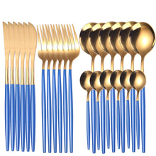 Load image into Gallery viewer, Supply Stainless Steel Knife and Forks 24-Piece Portuguese Tableware Golden Set Creative Western Food Steak Knife, Fork and Spoon