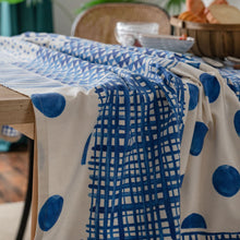 Load image into Gallery viewer, Blue Stitching Tablecloth Geometric Printing Simple Cotton Linen Table Cloth Restaurant Kitchen Cloth