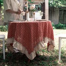Load image into Gallery viewer, Embroidery Three-Dimensional Ruffled Dining Table Fabric Pure Cotton American Retro Tablecloth