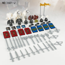 Load image into Gallery viewer, 1601-J Medieval Knight Soldier Weapon Kits Accessories Components Children Assembling Building Blocks Toy