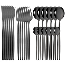 Load image into Gallery viewer, Stainless Steel Tableware 24-Piece Set Bright Portuguese Western Food Gold Knife, Fork and Spoon I