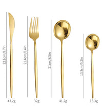 Load image into Gallery viewer, Stainless Steel Western Tableware Knife, Fork and Spoon 24-Piece Set 6-Person Steak Knife, Fork and Spoon Spoon Set
