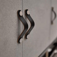 Load image into Gallery viewer, Drawer Cabinet Door Handle Leather Strap Belt Handle Brown Black Leather