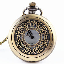 Load image into Gallery viewer, Carved Hollow Retro Watch Men's Fashion Necklace Ornament Quartz Watch Pocket Watch Flip Large Pocket Watch