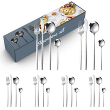 Load image into Gallery viewer, Stainless Steel Knife and Forks Four-Piece Spray Paint Portuguese Tableware 24 Pieces Golden Set Creative Western Food Steak Knife, Fork and Spoon