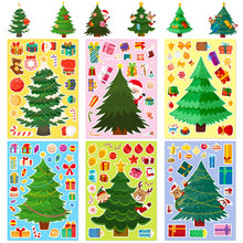 Load image into Gallery viewer, 6 Sheets/Pack Christmas Tree Face Changing Stickers Children Christmas Party DIY Christmas Tree Puzzle Stickers