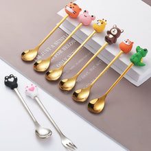 Load image into Gallery viewer, Cartoon Tableware Cat's Paw Spoon Cute Dessert Spoon Stainless Steel Spoon Doll Dessert Fruit Fork