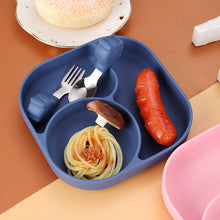 Load image into Gallery viewer, Baby Fork and Spoon Integrated Silica Gel Sucker Toddler Feeding Dinner Plate Children Tableware