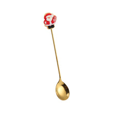 Load image into Gallery viewer, Q Christmas Gift Creative Small Spoon Golden Elk Cartoon Fruit Fork Christmas Tree Old Man Dessert Coffee Spoon