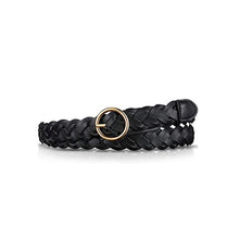 Load image into Gallery viewer, Black/White 2.3 Wide Ladies' Pin Buckle Belt round Buckle Imitation Leather Jeans Belt