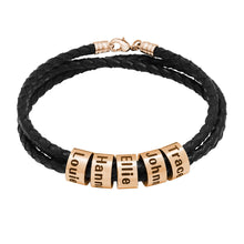 Load image into Gallery viewer, Woven Beads Bracelet Men's Diy Custom Letter Name Leather Rope Bracelet Father's Day