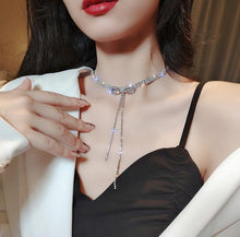 Load image into Gallery viewer, Bowknot Diamond Tassel Necklace Clavicle Chain Women's Body Accessories