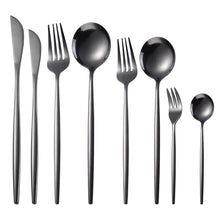 Load image into Gallery viewer, Stainless Steel Dessert Knife Fork and Spoon 8-Piece Set Portuguese Tableware Golden Set Creative Western Food Steak Knife Fruit Fork