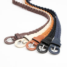 Load image into Gallery viewer, Woven Belt Pu Iron Button Fashionable All-Match Shirt Dress Decoration Belt
